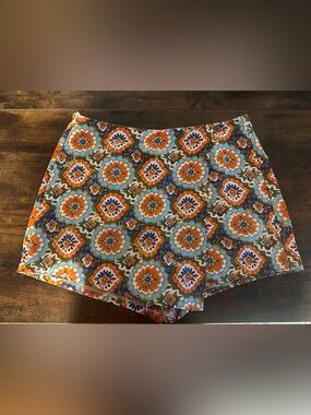 2 for $20 Printed Floral Skort in Orange & Blue
